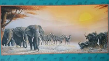 Rare FX Schmid African Scene Elephants 1000 Piece Jigsaw Puzzle Exquisit