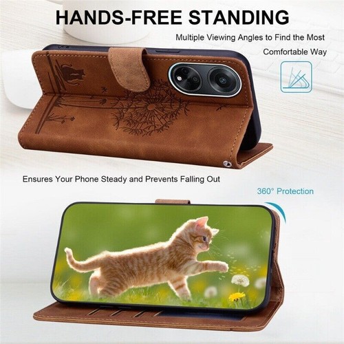 PU Leather Cat Wallet Phone Case For OPPO A94 A74 A98 A78 A58 A79 A16 A96 A17 - 第 31/59 張圖片