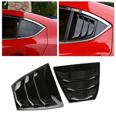 Glossy Black Side Vent Window Louver Cover Trim For Mazda 3 Axela 2014-2018