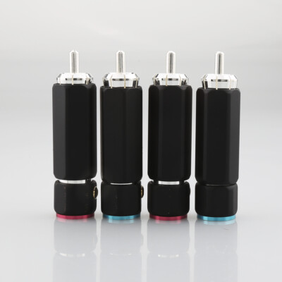 4pcs Rhodium Plated RCA Plug HIFI Screw Locking RCA Connectors for Audio Cable