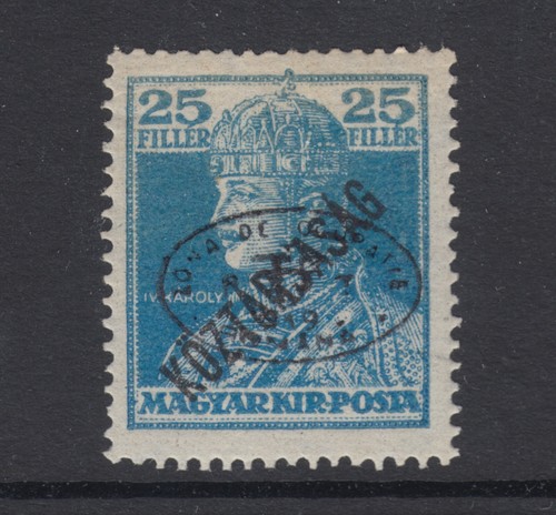Ungarn Sc 2N49a MLH. 1919 25f Erste Debrecen-Ausgabe mit schwarzem OVPT, F-VF