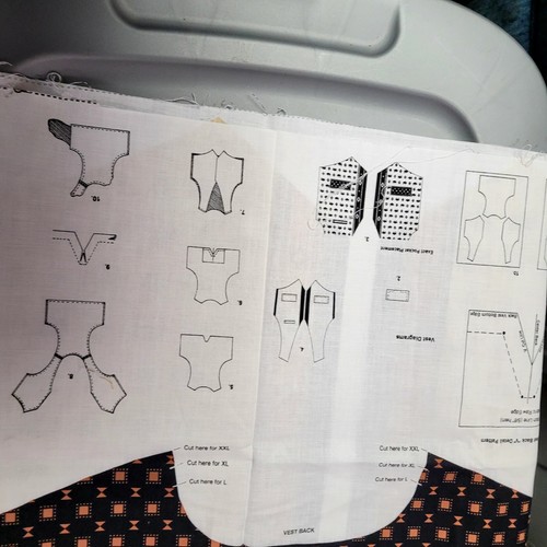 Vintage Printed Cut and Sew Adult Vest Pattern L To XXL Rodeo wear Costume - Picture 5 of 5