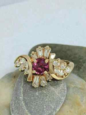 2Ct Round Lab-Created Pink Ruby Women's Wedding Ring 14K Yellow Gold Plated