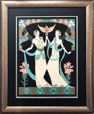 Lillian Shao "The Twin Princesses" (Gemini) Signed FRAMED Art Deco Erte Zodiac