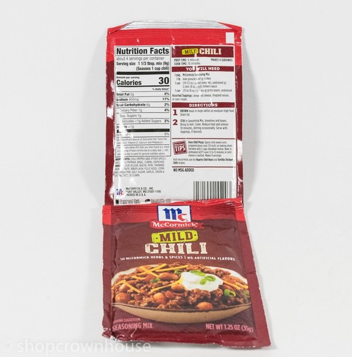 4 McCormick MILD Chili Seasoning Mix 1.25oz pack each 01/15/2027 - Picture 2 of 2