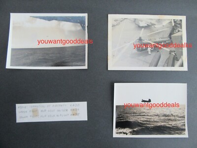 3 VINTAGE 3X4 ORG PHOTOS USN USS INTREPID AIRCRAFT FORMATION HUP HELICOPTER