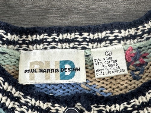 VTG Women's Paul Harris Designs PHD Small Multicolor Geometric Pattern Cardigan - Picture 3 of 13