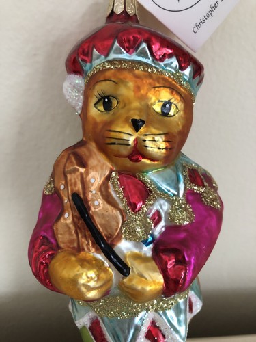 Christopher Radko Hand Painted Glass Christmas Ornament "Romeow" Cat with Violin - Picture 10 of 11