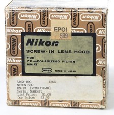 Nikon Screw-In Lens Hood HN-13 for 72mm Polarizing Filter f/select tele lenses