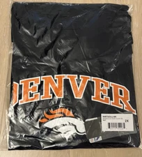 NEW WITH TAGS Mens Majestic Denver Broncos NFL T SHIRT NAVY BLUE AUTHENTIC 2XL