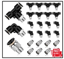 24 Pcs Push to Connect Tube Fittings 1/4 Inch OD X 1/8 NPT Pneumatic Kit Male Th