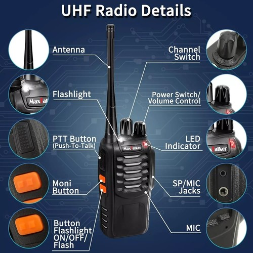Long Range 100 Mile Walkie Talkie Two Way Radio Charge Headset Waterproof 4 PACK - Photo 5/5