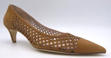 Nine West Quanessa Brown Suede Lattice Cut-out Pointed Toe Heels Sz 10.5 M