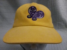 Vtg Adjustable Snapback Yupoong Yellow Embroidered Blue Butterfly Cap Hat