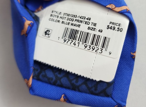 Vineyard Vines tie boys blue wave silk 3T001253-1422-49 hot dog USA made $49 kid - Picture 6 of 8
