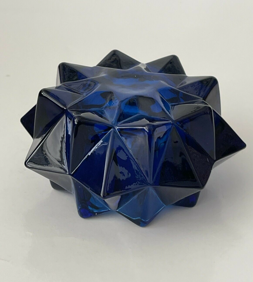Indiana Glass Cobalt Blue Star Burst Shaped Glass Candle Holder eBay