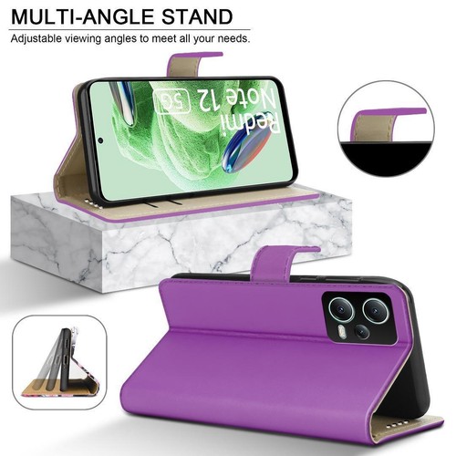 For Xiaomi Redmi Note 12 Pro 5G Case, Slim Leather Wallet Flip Stand Phone Cover - Picture 12 of 21