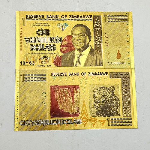 Zimbabwe 19pcs/set Gold/Silver Foil Banknotes in Envelope Collectibles UV Bills - Picture 11 of 24