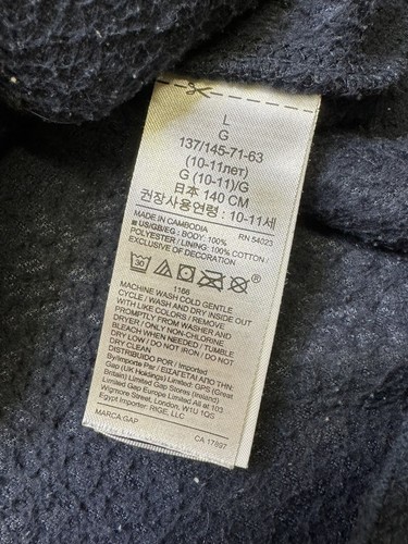 GAP Kids Navy Sweater Hoodie Boy Size Large(10) Navy And Yellow Fleece - Picture 6 of 8