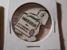 1" Vanderbur Attorney General unknown location litho tab pinback button
