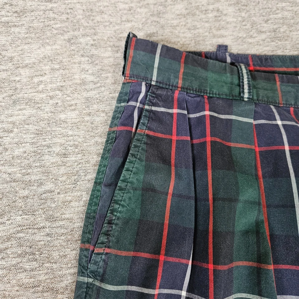 Vintage POLO Ralph Lauren Pants Green Tartan Plaid 100% Cotton Pleated Front - Image 4 of 4