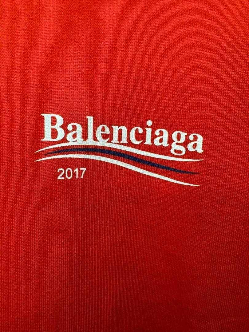 Felpa con cappuccio Balenciaga Logo 2017 100th Limited rossa taglia S lunghezza 25 5" ottima JP