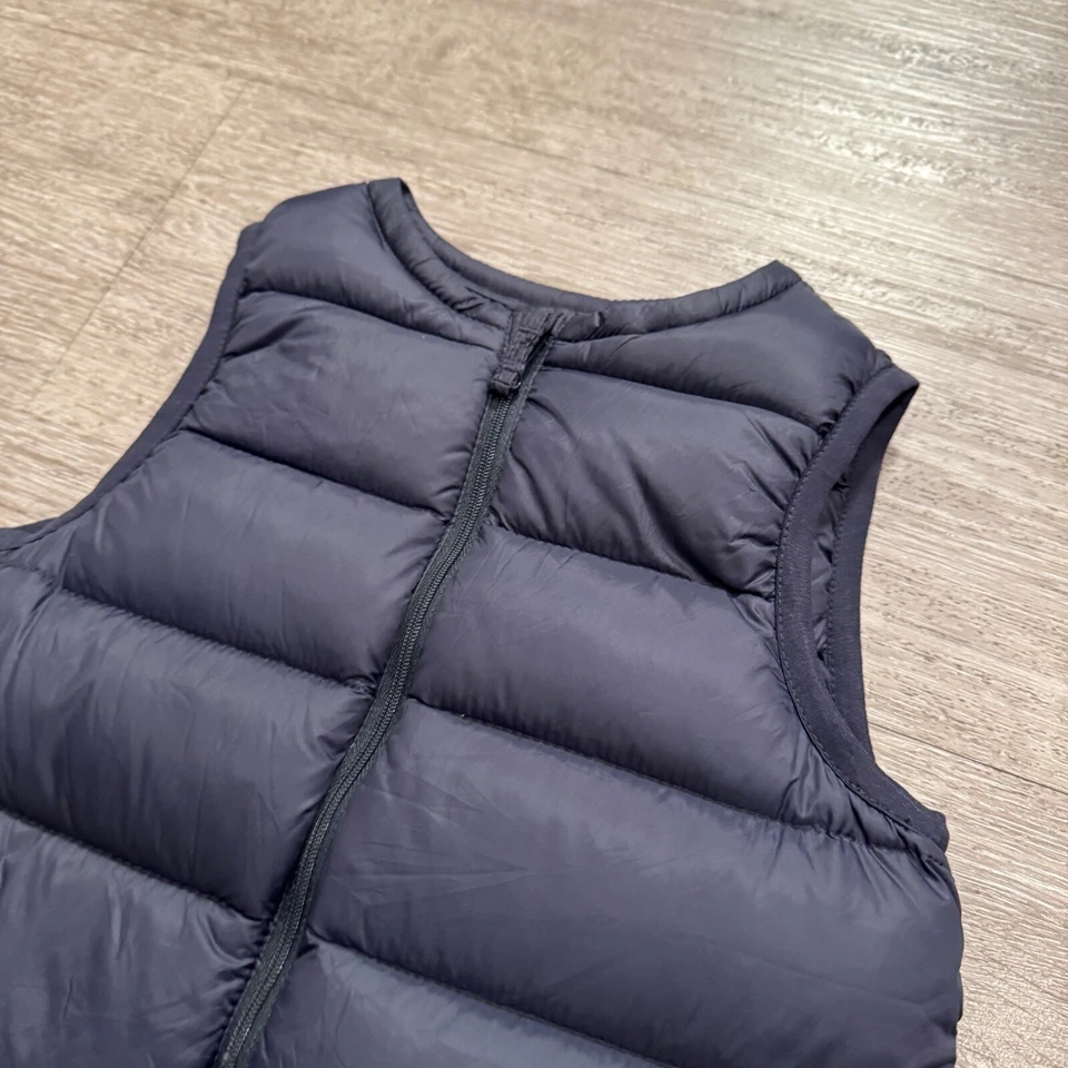 Chaleco Uniqlo Niños Pequeño Azul Acolchado Plumón de Ganso Ultra Ligero Puffer Cremallera Completa Foto 2 de 4