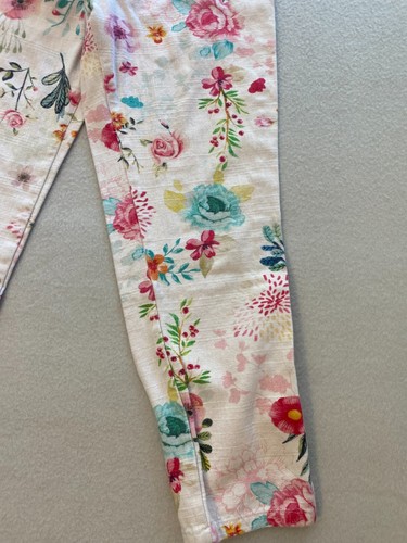 Studio F Girl Pants Girls Size 10 Pink Floral Elastic Waist Button Regular Fit - Picture 7 of 11