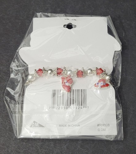 Red H'attitude "Sass with Class" Sterling Silver Finish Stretch Bracelet-Red Hat - Picture 2 of 2