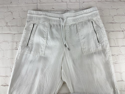 Athleta Cabo 100 % Leinen weiße Jogginghose Reisehose mit Reißverschlusstaschen Damen 16 - Bild 9 von 16