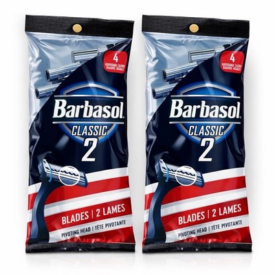 Set of 2 Barbasol Classic 2 - 4 Blades Total of 8 Razors Pivoting Head
