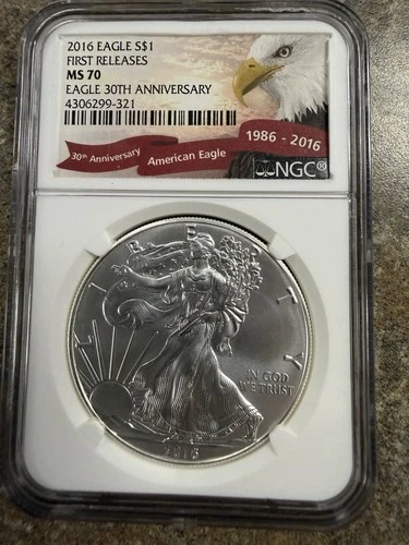 2016 30th Anniversary $1 American Silver Eagle NGC MS70