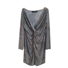 Norma Kamli Animal Print Twist Front Long Sleeve Stretch Jersey Dress Size 2X