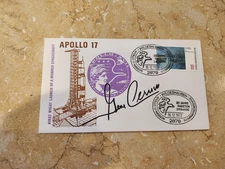 Gene Cernan signed scarce Apollo 17 mission envelope. Stamped w postage 12/16/72