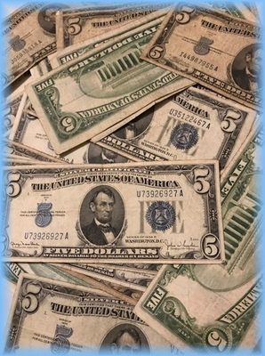 #ad 1934 Five Dollar Silver Certificate Blue Seal $5 Bill VG XF Estate Lot $19.95