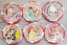 $5 Las Vegas Main Street Station Mucha Casino Chip Set of 6