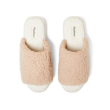 Dearfoams Cozy Comfort Wmns Platform Terry Slide Slipper Latte XL 11-12 