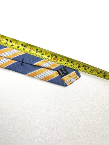 IKE BEHAR Men's 100% Silk Necktie USA Designer striped blue gold white - Picture 6 of 6