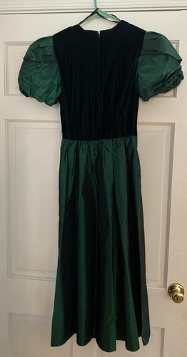 Vtg Lanz Originals Green Velvet Taffeta Prom Holiday Party Dress Sz 6 USA Made - Picture 4 of 5