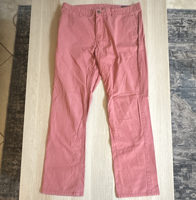 Bonobos Men's Pink Slim Fit Cotton Twill Chino Pants 35x32 Straight Leg