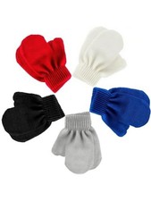 5 Pairs Mittens for Kids, 1-4 Years White, Black, Sky Blue, Red, Light Gray