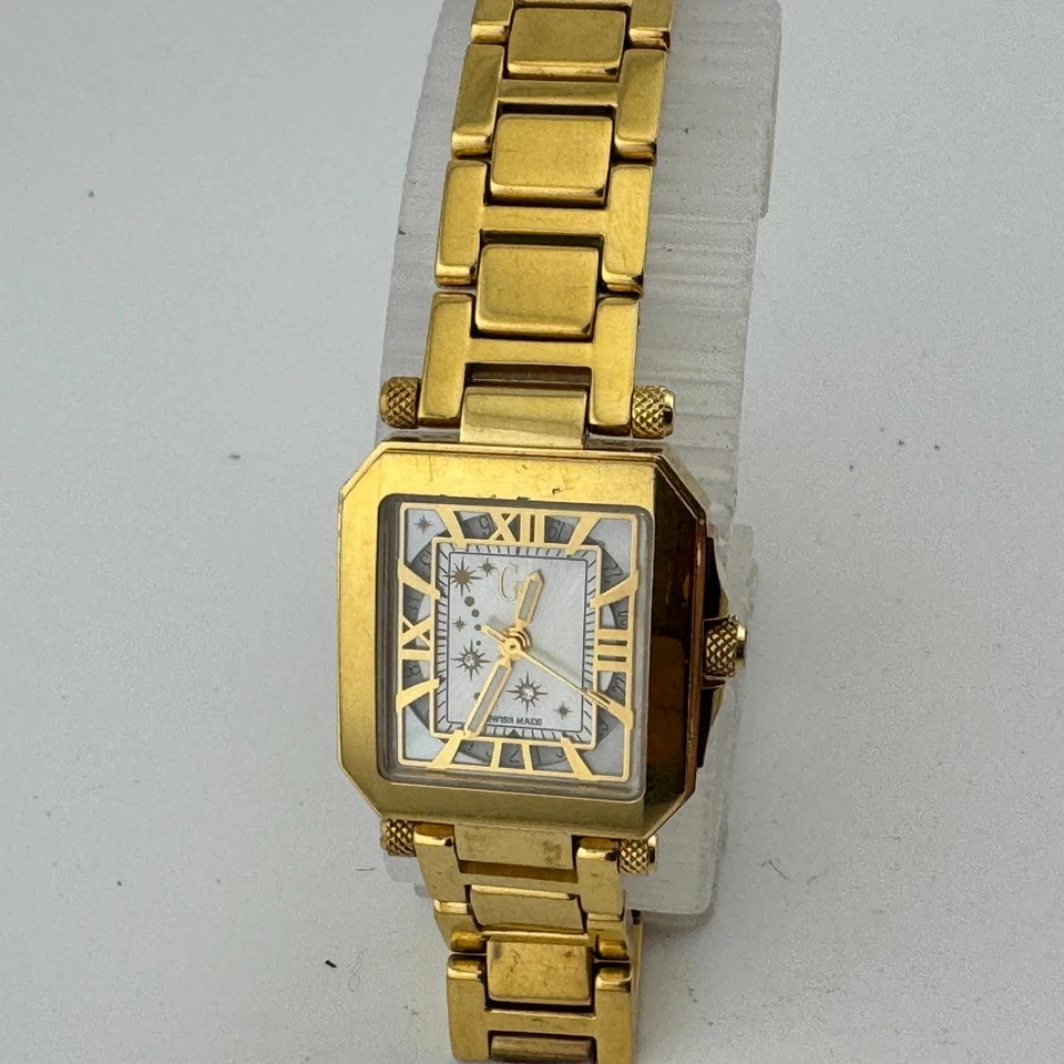 Reloj de cuarzo suizo Guess para mujer 30 m tono oro diamante zafiro ~ para reparación de piezas Foto 2 de 4