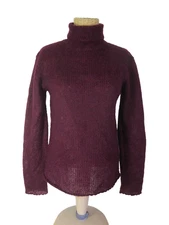 Vtg RW & Co Women Medium Eggplant Purple 80% Mohair LS Turtleneck Sweater