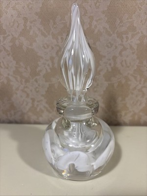 Vintage 1982 Joe Zimmerman Blown Glass Perfume Bottle White