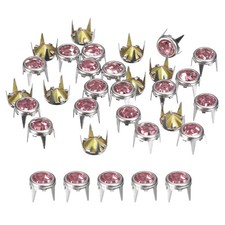 120Pcs 7mm/0.28" Rhinestone Claw Beads Nailhead for Craft Making, Silver Pink