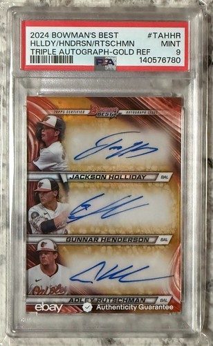 2024 Bowmans Best Triple Auto Rutschman,  Henderson, Holliday Gold  47/50  PSA 9