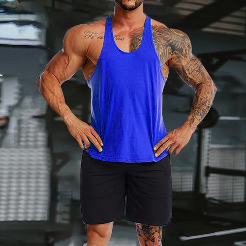 Mens Bodybuilding Vest Shirt Racerback Gym Muscle Fit Training Fitness Tank Tops - Picture 14 of 28