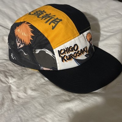 mens ICHIGO KUROSAKI FIVE PANEL HAT 5panel camper Bleach Manga Anime kanji logo