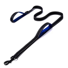 Double Handle Dog Leash, Double-Sided Reflective Night Safety, Heavy Duty for an