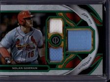 2023 Topps Tribute #TR-NG Nolan Gorman Tribute Triple Relics Green #/99